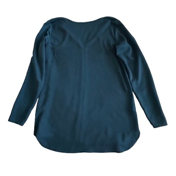 Ann Taylor Women's S Blue Modest Long Sleeves V-Neck Pull Over Blouse/Shirt Top - Picture 9 of 13